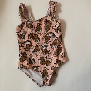 Kenzo - Kids Pink Allover Tiger Ruffle Sleeve Swim - 5